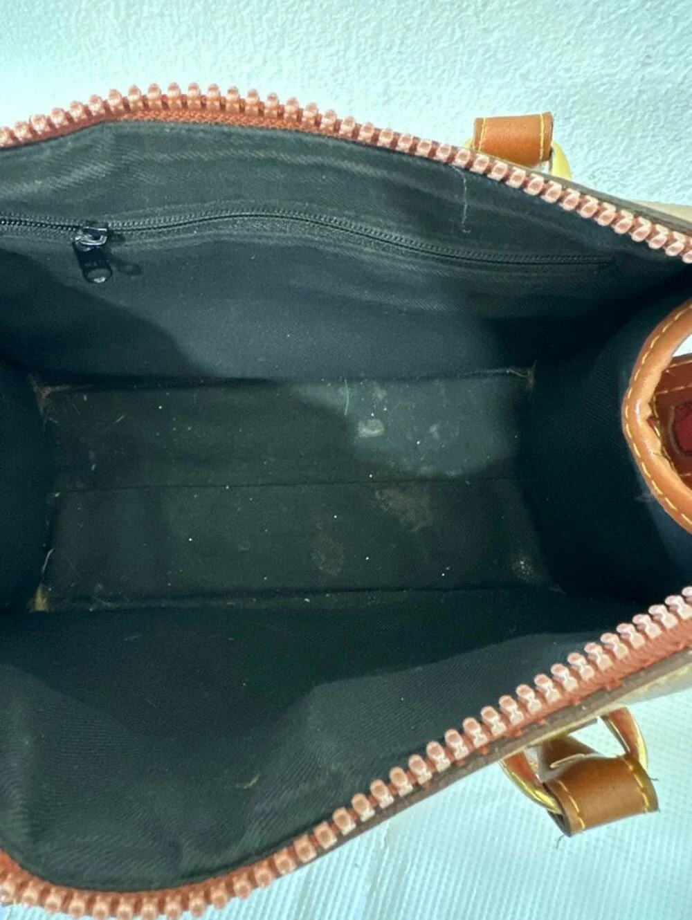 Vintage Dooney & Bourke AWL Red & British Tan Mini Boston Satchel Bag